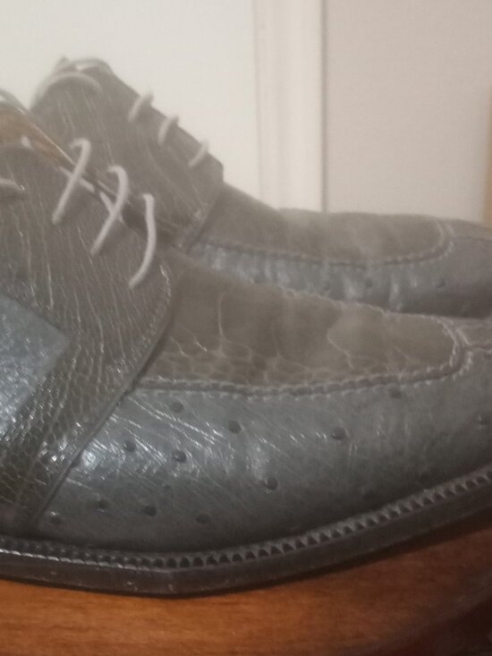 DAVID EDEN Exotic Gray Blue Crocodile Ostrich Leather Dress Shoes Mens Sz 11 main image 4